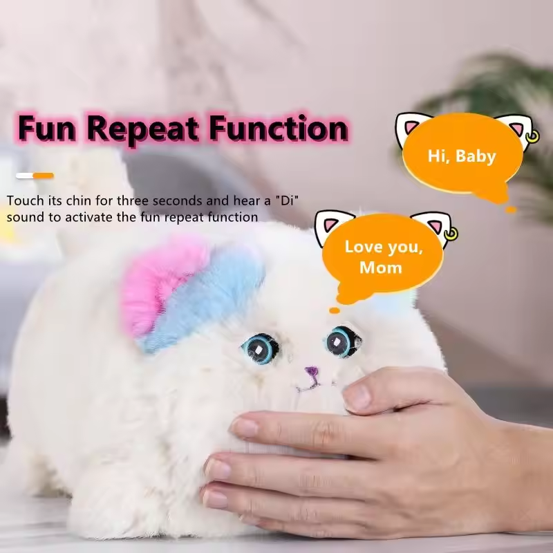 Toy Kids Baby™ | Cute plush cat toy creative simulation cartoon cat learns to talk tail tail blink